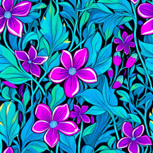 Pretty Purple and Teal Blue Floral