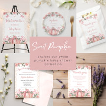 Pink Floral Pumpkin Girl Baby Shower