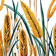 Harvest Harmony: A Wheat Pattern on a White Canvas