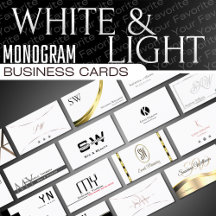 White Monogram Business Cards - Luxury Classy Glam