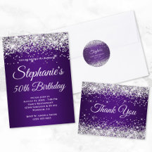 Silver Glitter Royal Purple Birthday - Adult