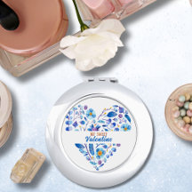 Valentines Day   Blue Floral Heart Shape 