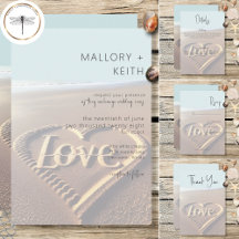 Modern Beach with Heart Vellum Style Wedding
