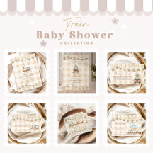 Neutral Watercolor Train Baby Shower