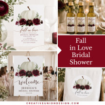 White Pumpkin Burgundy Floral Wedding / Shower