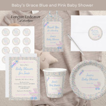 Baby's Grace Blue and Pink  Baby Shower Collection