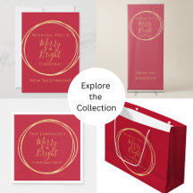 Christmas Party Merry and Bright Red Gold