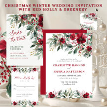 Christmas Winter Wedding Red Holly and Greenery