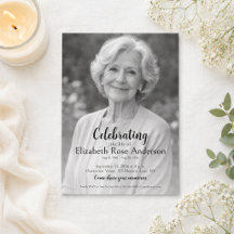 Black White Photo Celebration of Life Invitations
