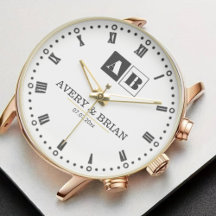 Simple Elegant Minimal Monogram Couple Name Watch