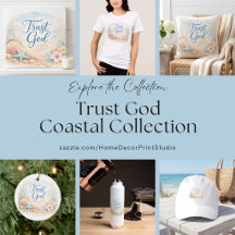 "Trust God" Coastal Beach Watercolor Christian