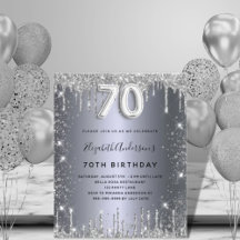 70th birthday - silver glitter (dark)