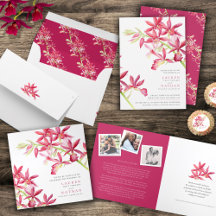 Red Phaiocalanthe jewel orchid watercolor wedding