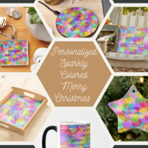 PERSONALIZED SPARKLY COLOURED MERRY CHRISTMAS