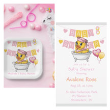 Yellow and Pink Rubber Duck Girl Baby Shower