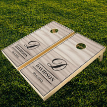 Elegant Custom Family Name Monogram Cornhole Sets
