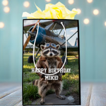 Funny Raccoon Pilot - Birthday Cards & Supplies