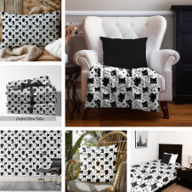 Cute Black Cats and Sayings with Hearts Pattern