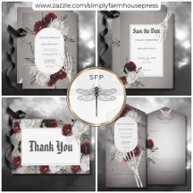 Love & Bones Spooky Red Floral Wedding