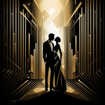 Art Deco Retro Black & Gold Wedding Anniversary