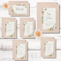 Dried Boho Floral Frame Blush Wedding Suite