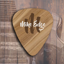 Guitar Picks with Monogram on Wood