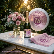 Stylish Rose Gold Glitter   18th Birthday
