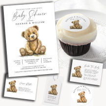 Watercolor Teddy Bear Baby Shower