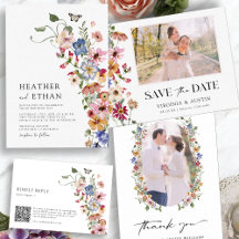 Colorful Boho Whimsical Wildflower Wedding Suite