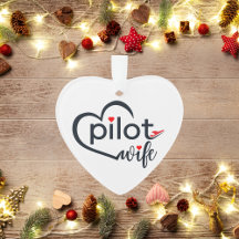 Pilot Wife Typography, Personalized Xmas Ornament