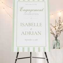 Elegant Sage Green Stripe Engagement