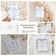 Blue Vintage Teddy Bear Rustic Baby Shower