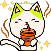 Cute cat Drinking coffee / Anime Style