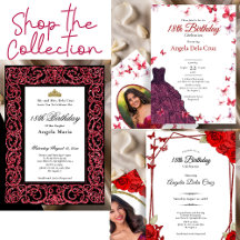 Red 18th Birthday Debut Invitations