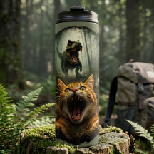 Dino Cat Roar: Epic T-Rex & Screaming Ginger Cat 