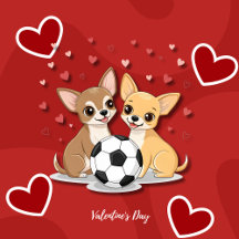 chihuahuas with soccer ball for Valentine's Day