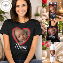 Mom Mum Established Script Red Heart Photo Gifts
