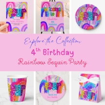 4th Birthday Rainbow Sequin