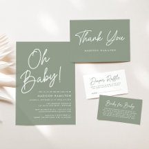 Oh Baby Script Sage Green Baby Shower