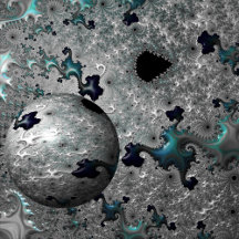 Turquoise and Silver Mandelbrot with Sphere