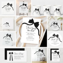 Black Bow She's Tying the Knot Bridal Shower Party