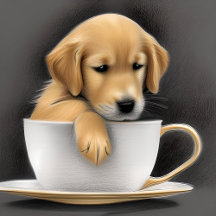 Baby Golden Retriever in a Tea Cup 