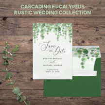 Cascading Watercolor Eucalyptus Wedding Collection