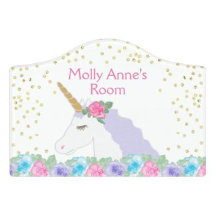 Unicorn Watercolor Floral & Gold Dots