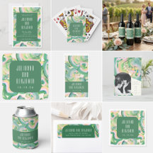 Modern Green Abstract Watercolor Wedding Suite