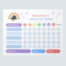 Music practice reward charts and stickers