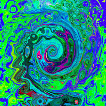 Groovy Abstract Retro Green and Blue Swirl
