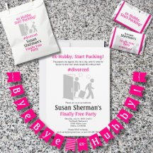 Pink Divorce Party "ex-Hubby, Start Packing!"