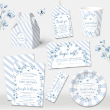 Blue little butterfly floral baby boy shower