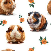 Guinea Pigs And Orange Flowers Pattern